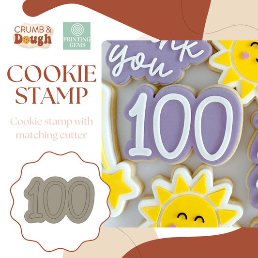 100 Number raised stamp by Crumb and Dough