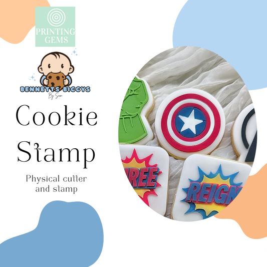 Superhero shield raised stamp by Bennets Biccys