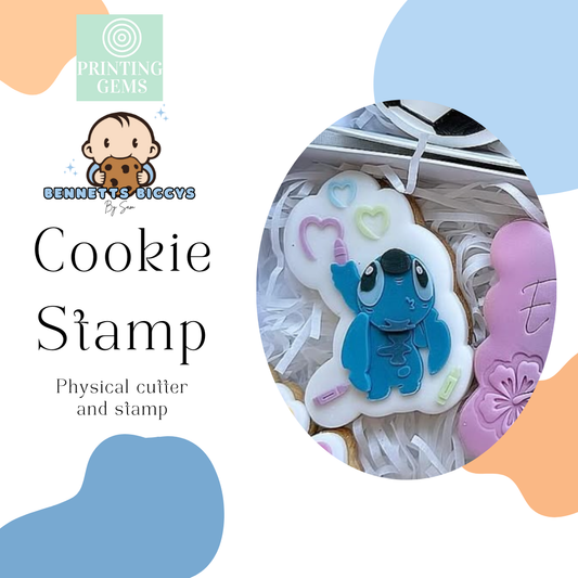 Blue alien drawing raised stamp by Bennets Biccys