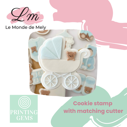Baby Bear pram raised stamp by Le Monde De Mely