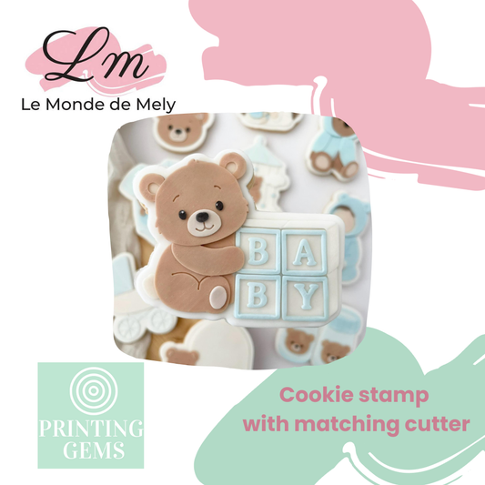Baby Bear Blocks raised stamp by Le Monde De Mely