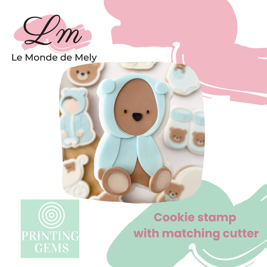 Baby Bear in blanket raised stamp by Le Monde De Mely