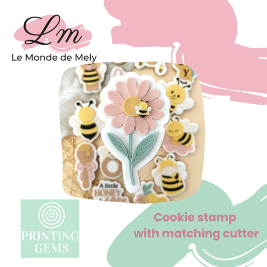 Baby Bee Flower raised stamp by Le Monde De Mely