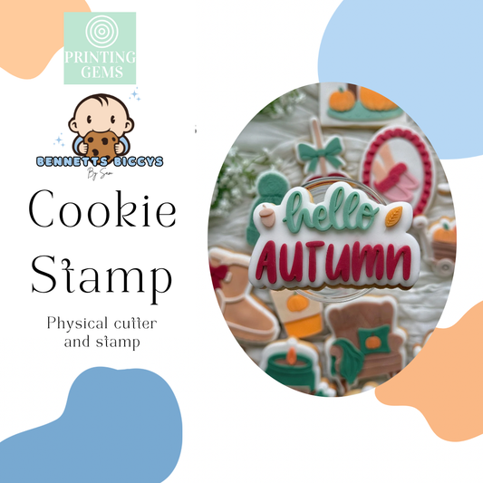 Hello autumn raised stamp by Bennets Biccys