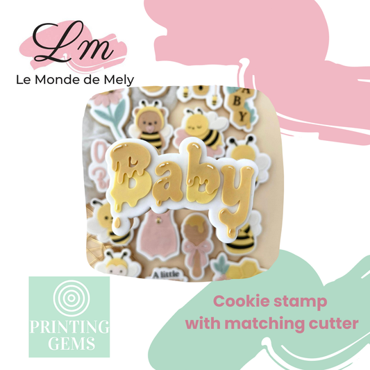 Baby Bee Honey Script raised stamp by Le Monde De Mely