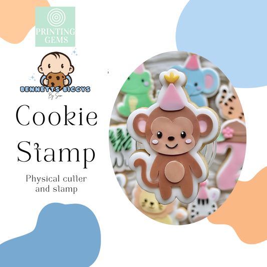 Party Monkey raised stamp by Bennets Biccys