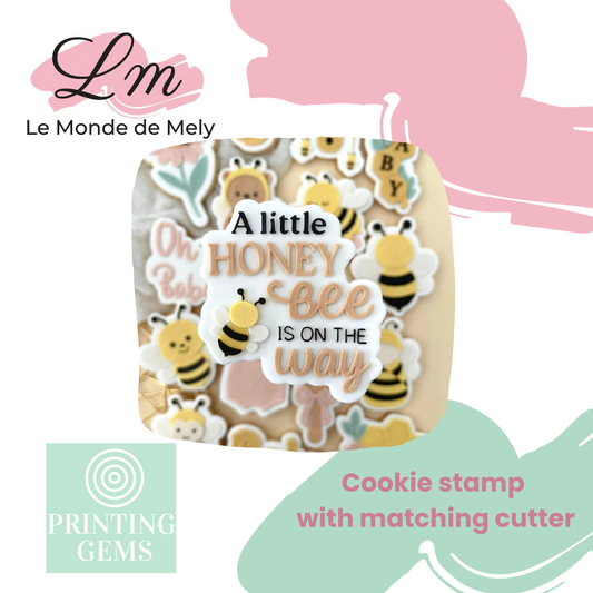Baby Bee "A little honey bee is on the way" raised stamp by Le Monde De Mely