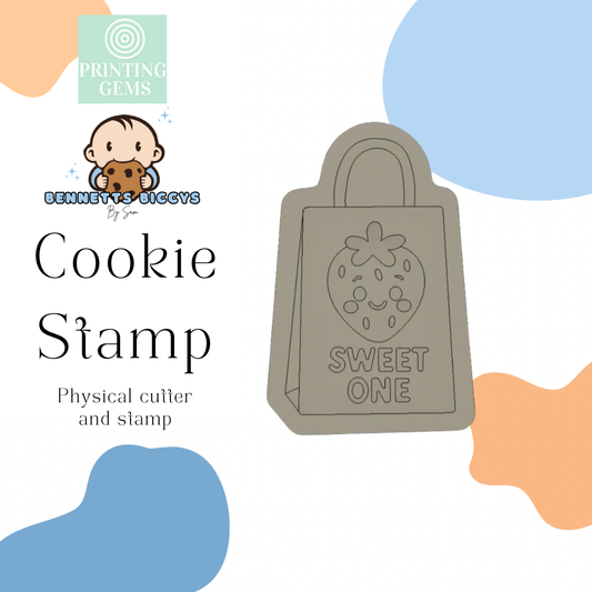 Sweet one Strawberry bag raised stamp by Bennets Biccys