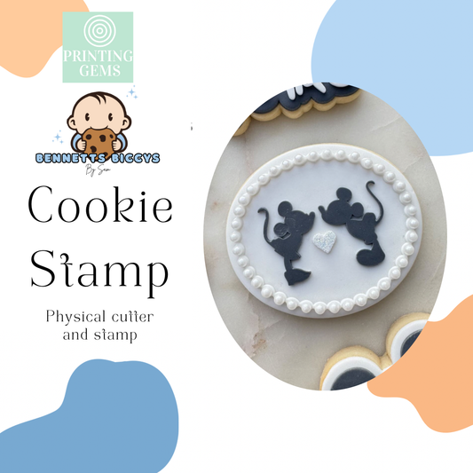 Mouse kissing plaque raised stamp by Bennets Biccys