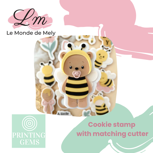 Baby Bee bear raised stamp by Le Monde De Mely