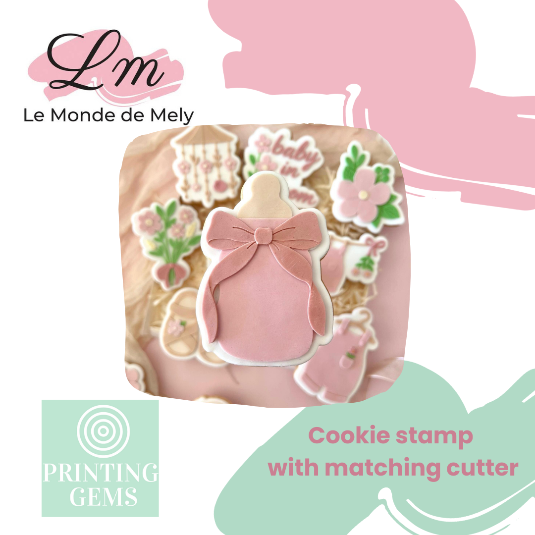 Baby in bloom bottle raised stamp by Le Monde De Mely