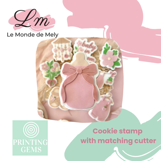 Baby in bloom bottle raised stamp by Le Monde De Mely