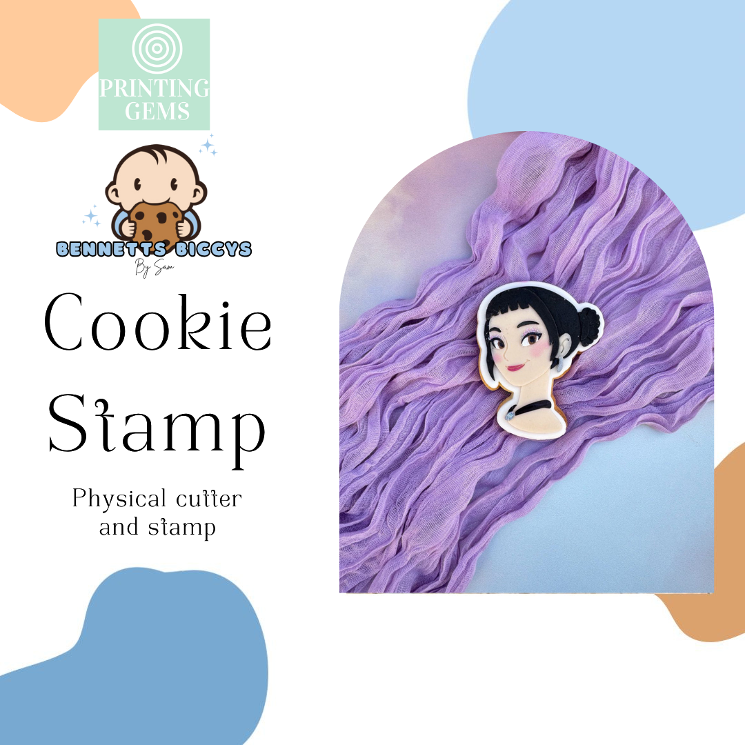 Girl Band Black Hair raised stamp by Bennets Biccys