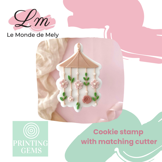 Baby in bloom mobile raised stamp by Le Monde De Mely