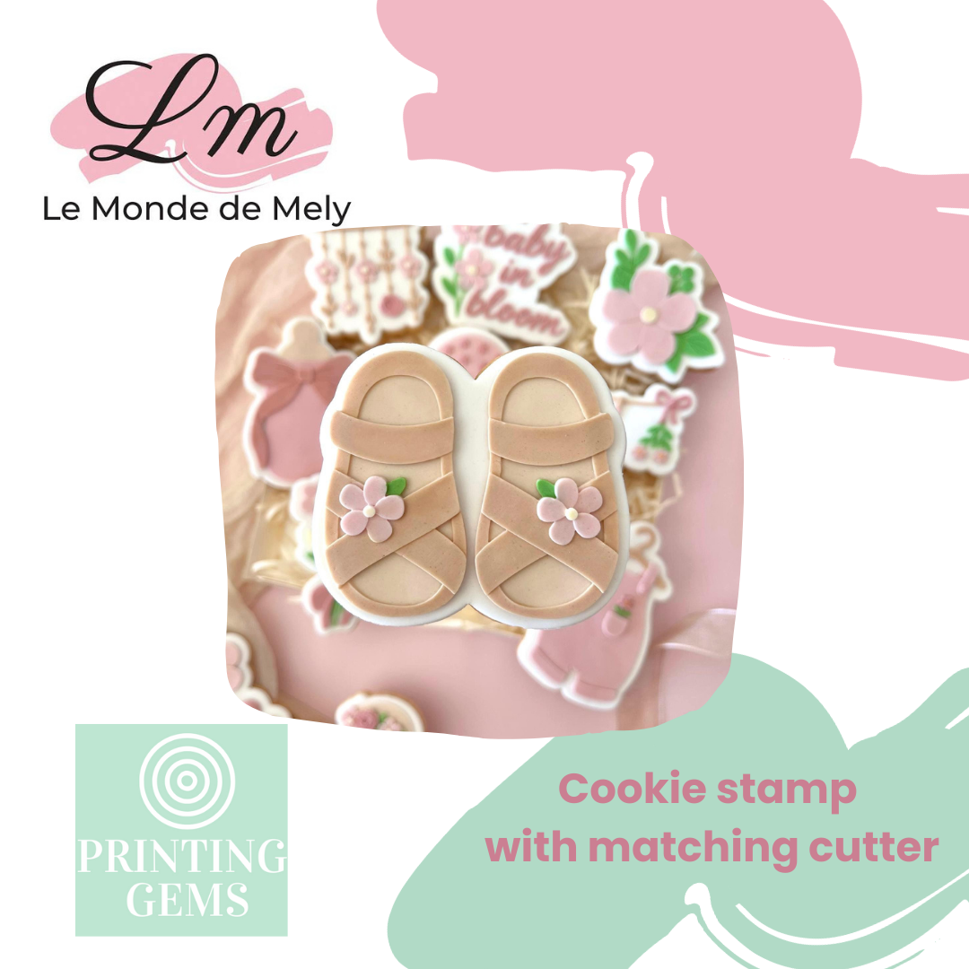 Baby in bloom sandals raised stamp by Le Monde De Mely
