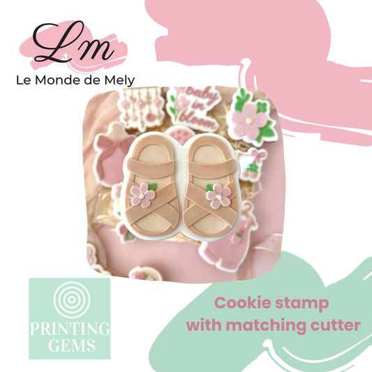 Baby in bloom sandals raised stamp by Le Monde De Mely