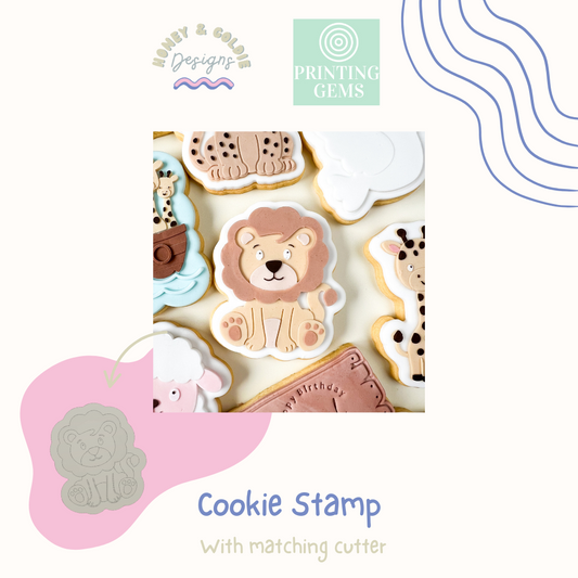 Lion raised stamp by Honey & Goldie
