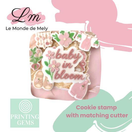 Baby in bloom text raised stamp by Le Monde De Mely