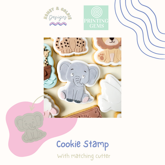 Elephant raised stamp by Honey & Goldie