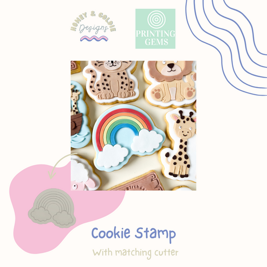 Rainbow raised stamp by Honey & Goldie