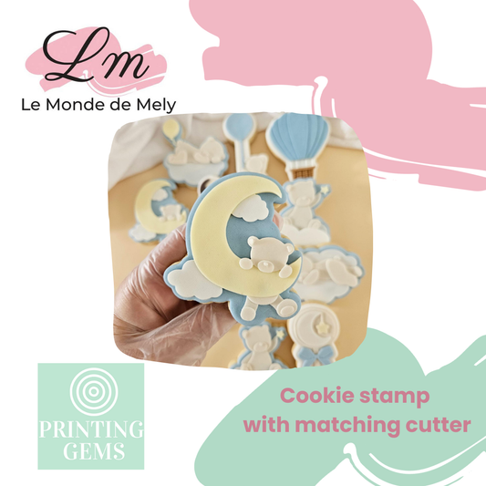 Cloud baby bear moon raised stamp by Le Monde De Mely