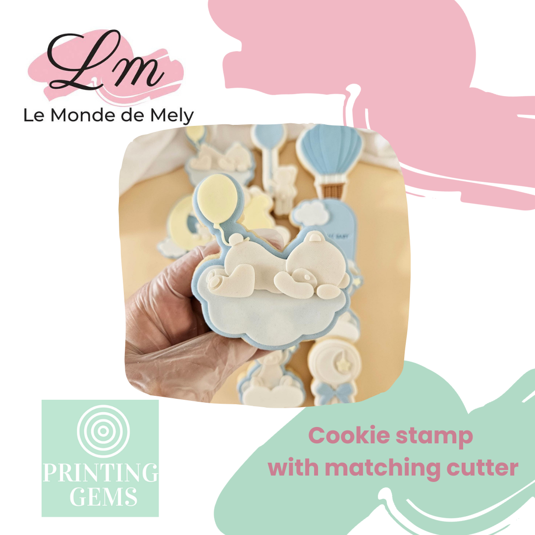 Cloud baby sleeping bear raised stamp by Le Monde De Mely