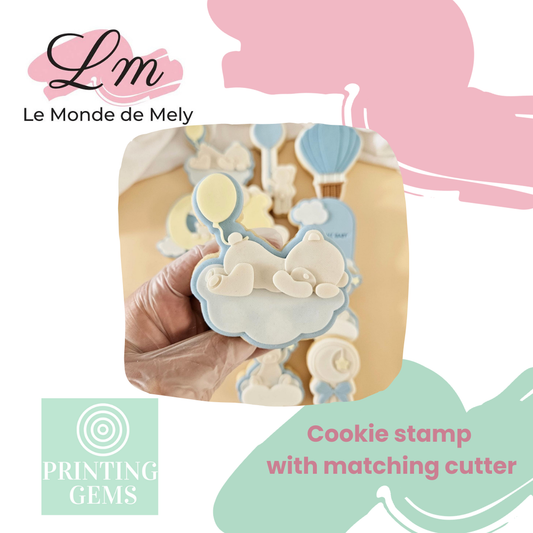 Cloud baby sleeping bear raised stamp by Le Monde De Mely