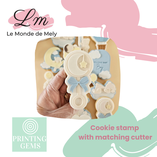 Cloud baby rattle raised stamp by Le Monde De Mely