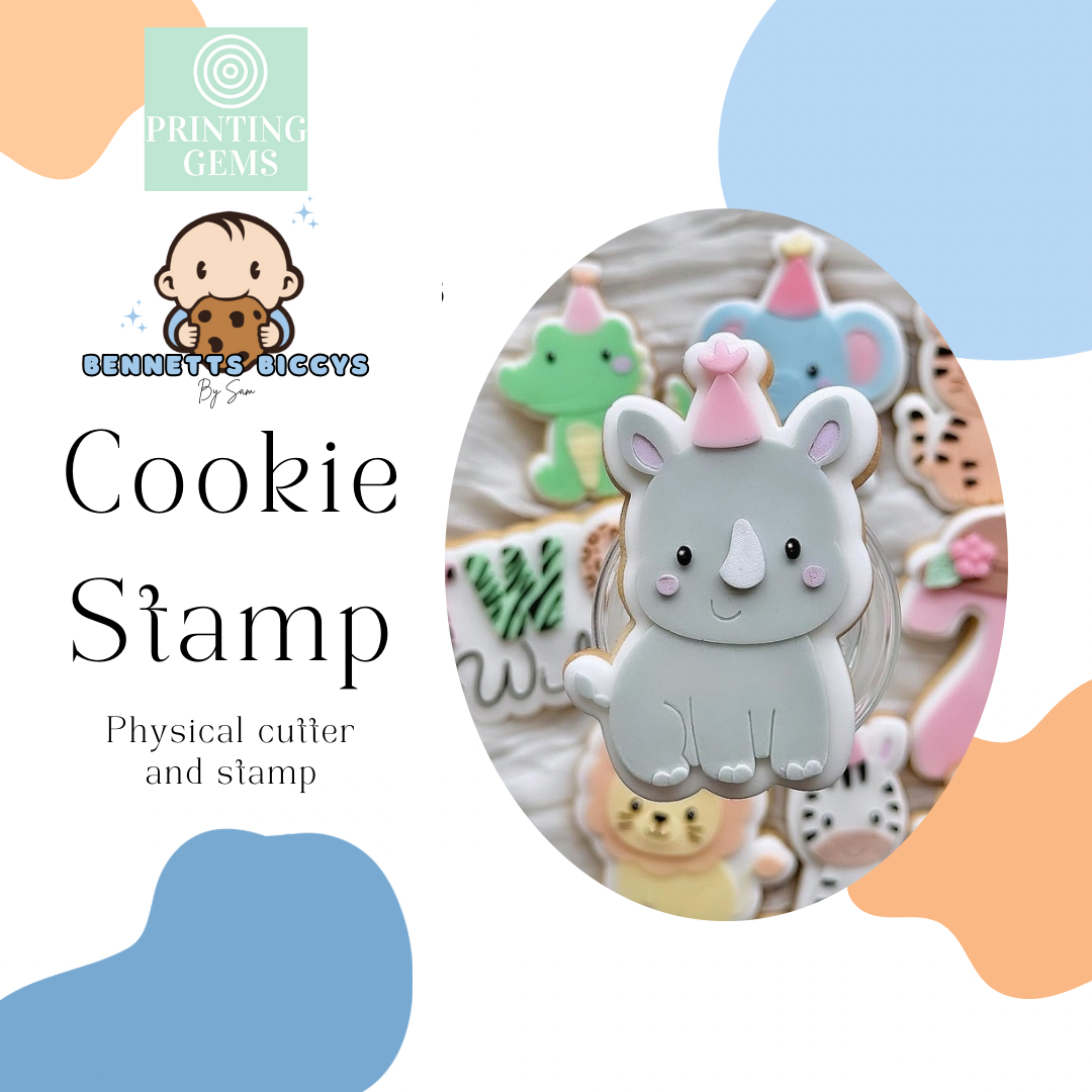 Party Rhino raised stamp by Bennets Biccys