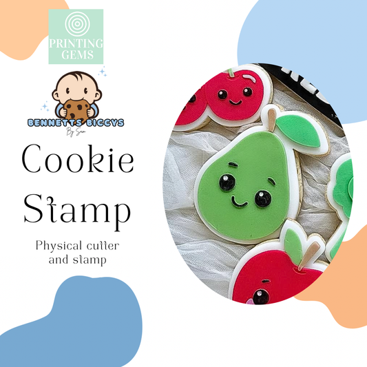 Smiling pear raised stamp by Bennets Biccys