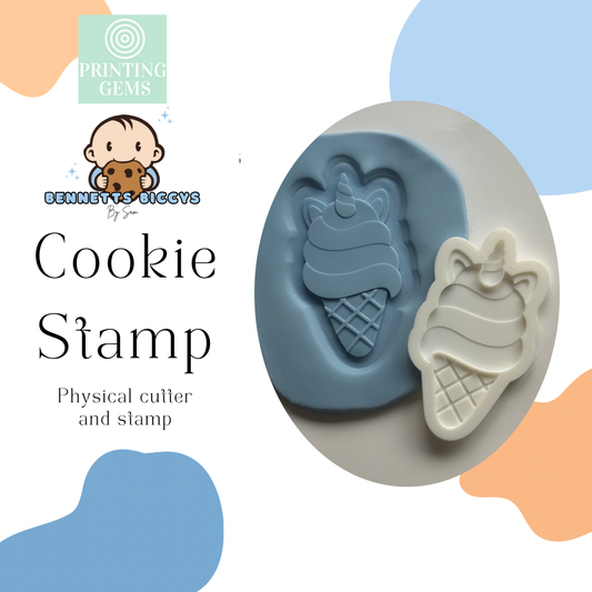 Unicorn icecream raised stamp by Bennets Biccys
