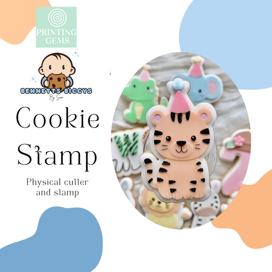 Party Tiger raised stamp by Bennets Biccys