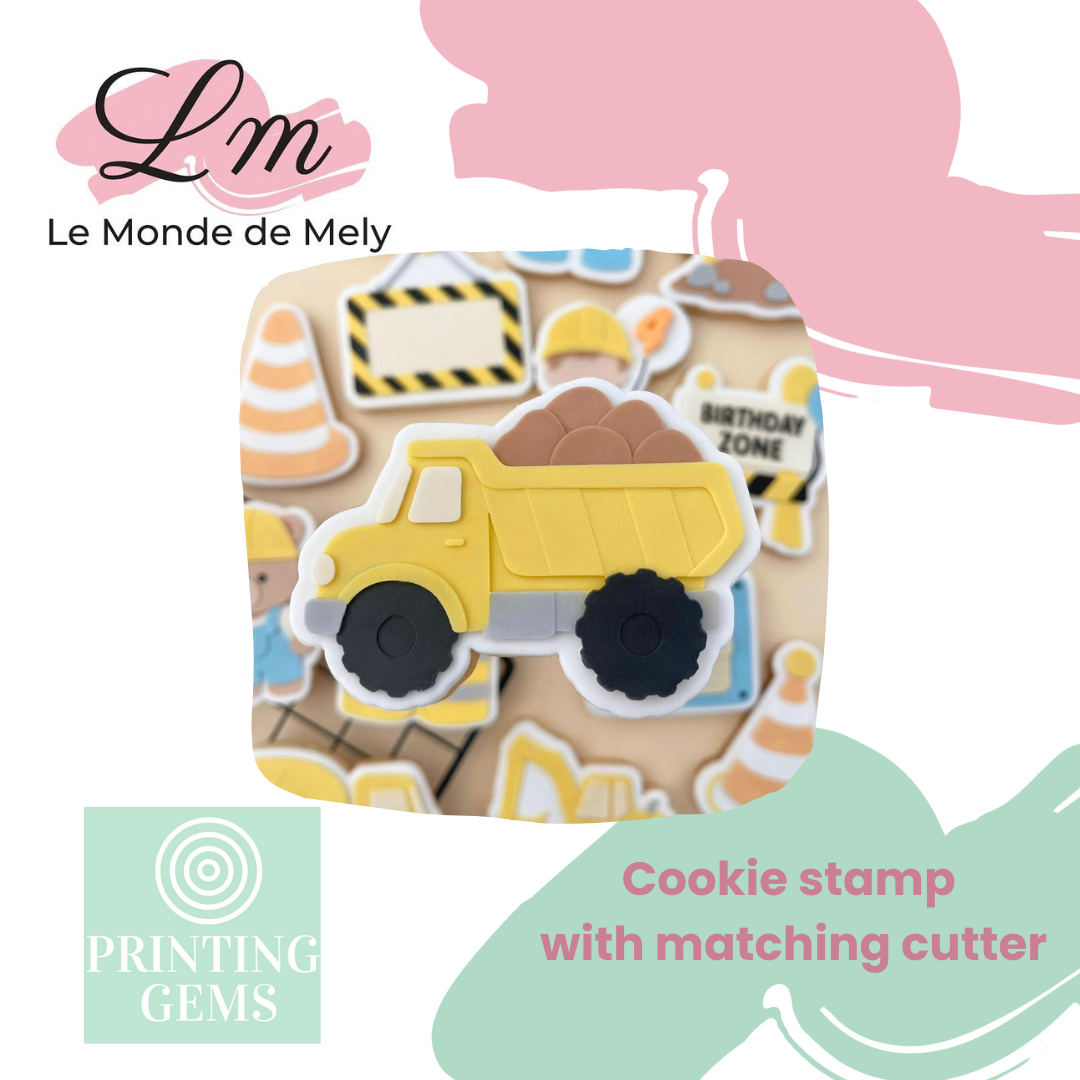 Construction dump truck raised stamp by Le Monde De Mely