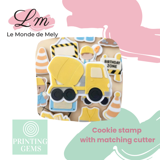 Construction cement truck raised stamp by Le Monde De Mely