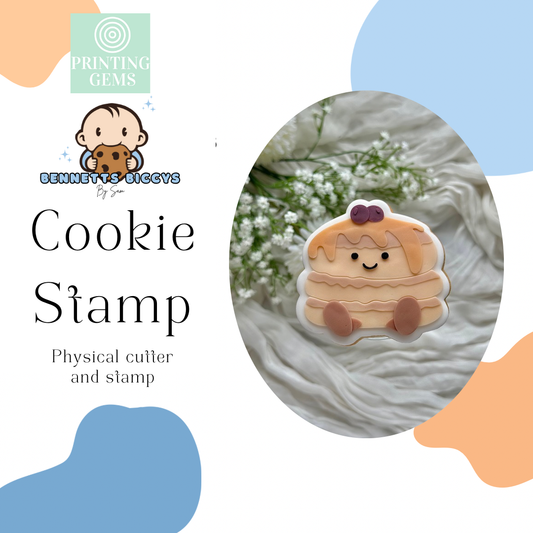 Smiling pancakes raised stamp by Bennets Biccys