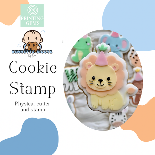 Party Lion raised stamp by Bennets Biccys