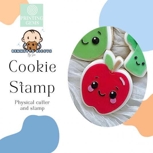 Smiling apple raised stamp by Bennets Biccys