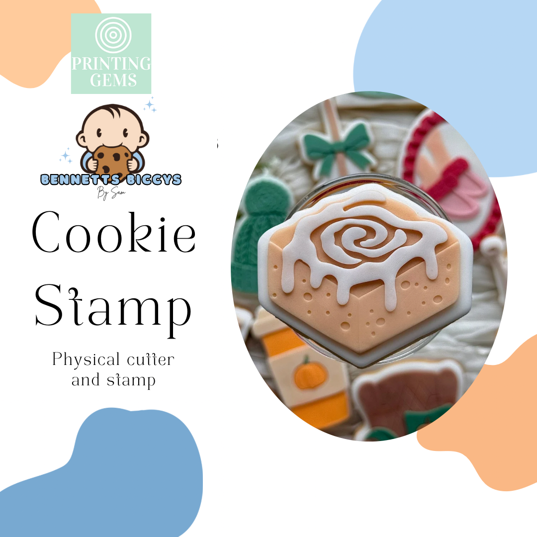 Cinnamon scroll raised stamp by Bennets Biccys