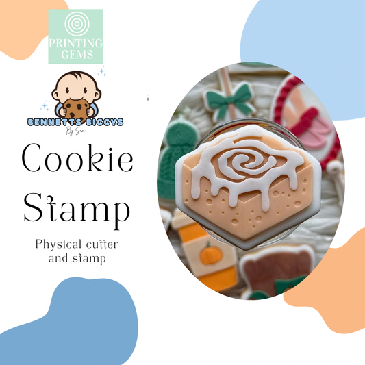 Cinnamon scroll raised stamp by Bennets Biccys