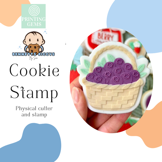 Berry basket raised stamp by Bennets Biccys