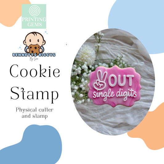 Peace out raised stamp by Bennets Biccys