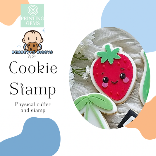 Smiling strawberry raised stamp by Bennets Biccys