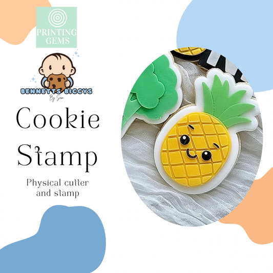 Smiling pineapple raised stamp by Bennets Biccys