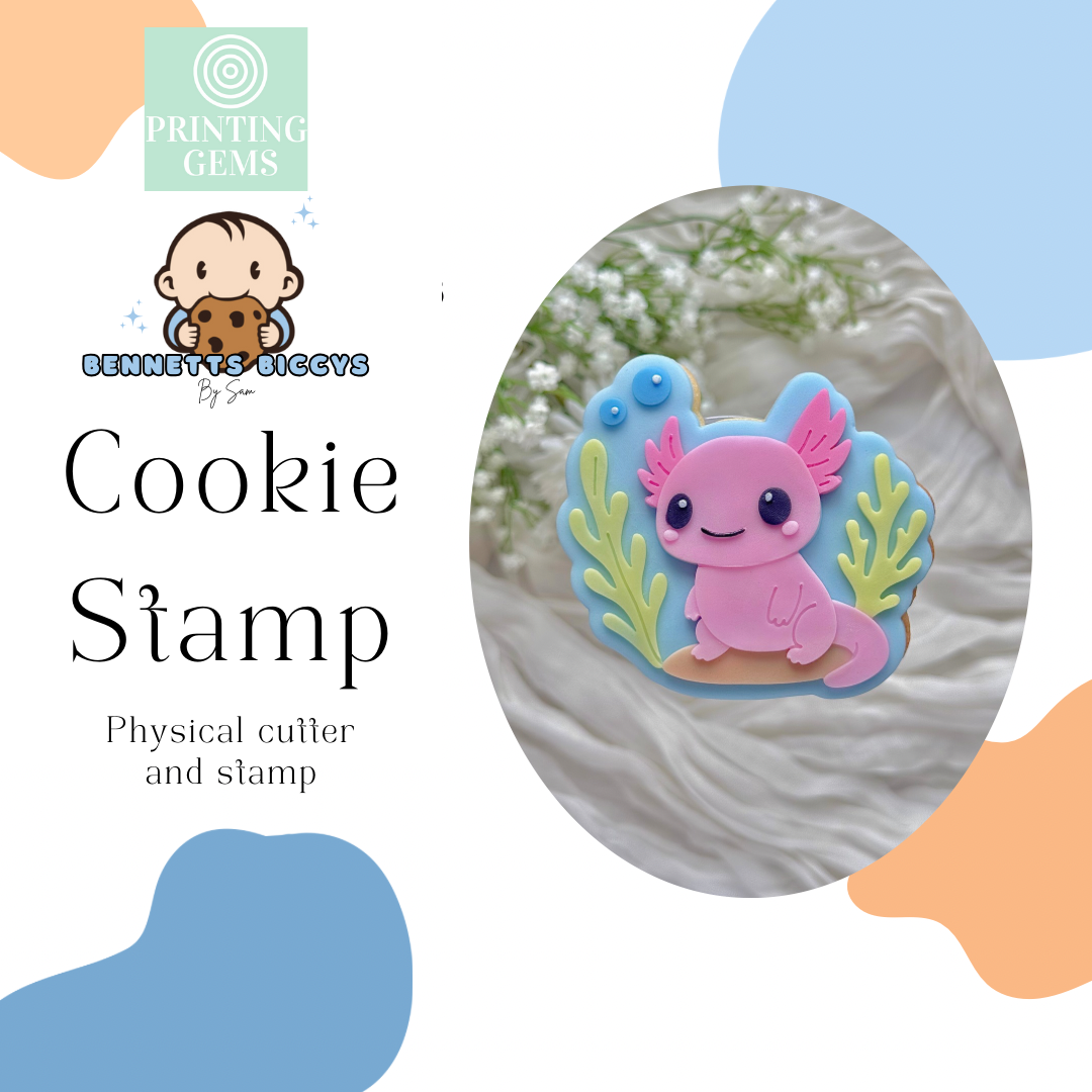 Axolotl underwater raised stamp by Bennets Biccys