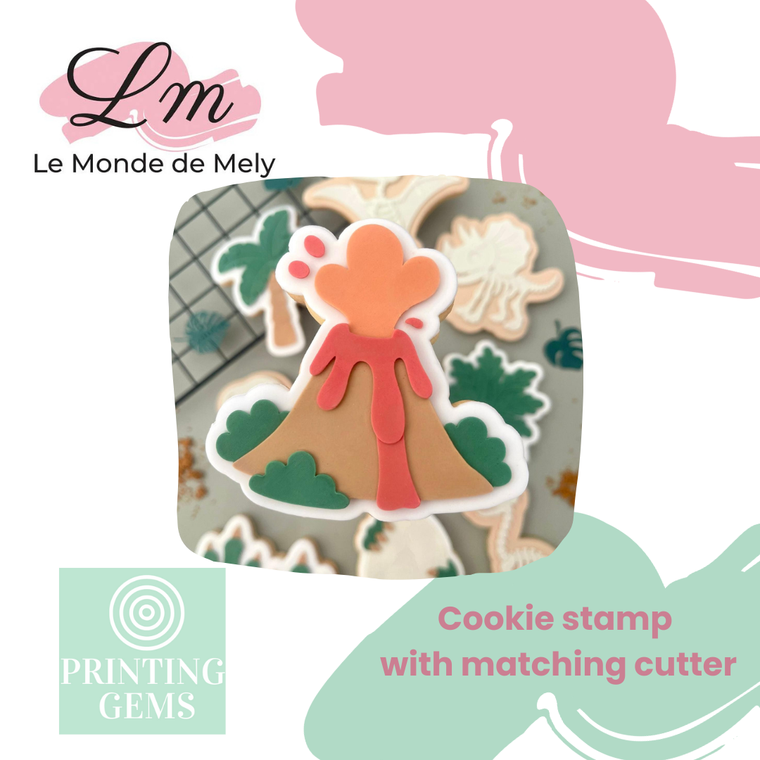 Dino volcano raised stamp by Le Monde De Mely