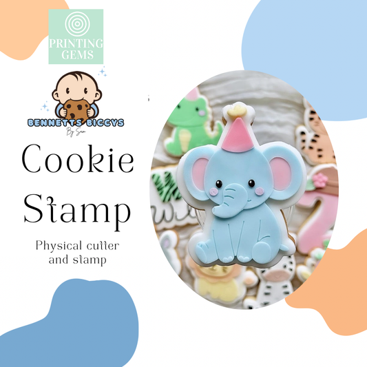 Party Elephant raised stamp by Bennets Biccys