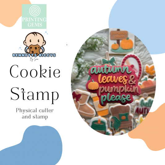 Autumn leaves and pumpkin please raised stamp by Bennets Biccys