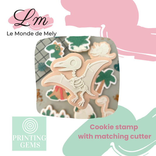 Dino skeleton pterodactyl raised stamp by Le Monde De Mely