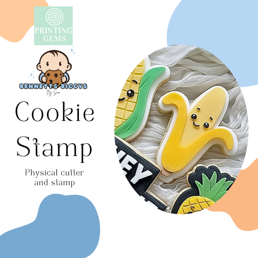 Smiling banana raised stamp by Bennets Biccys
