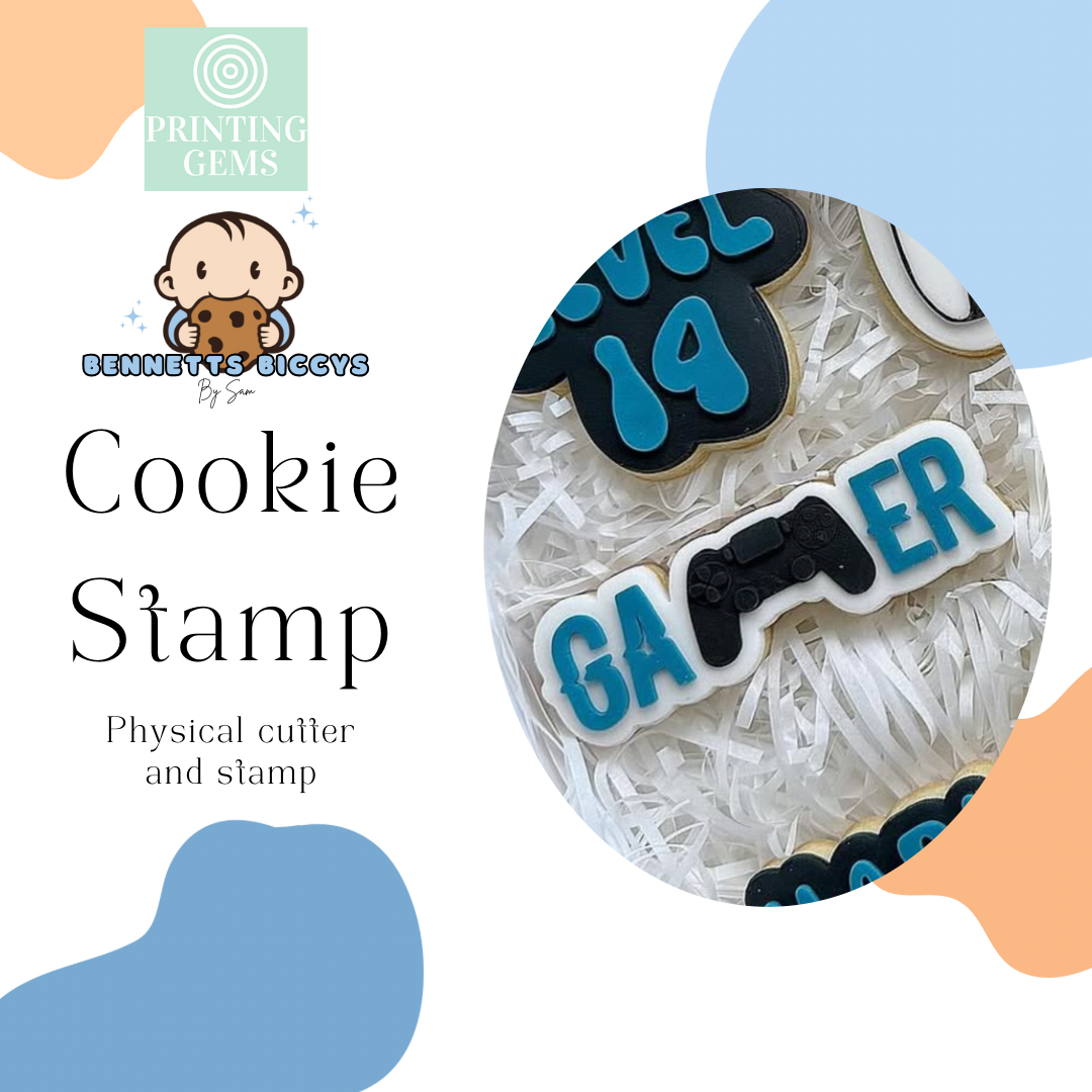 Gamer word raised stamp by Bennets Biccys